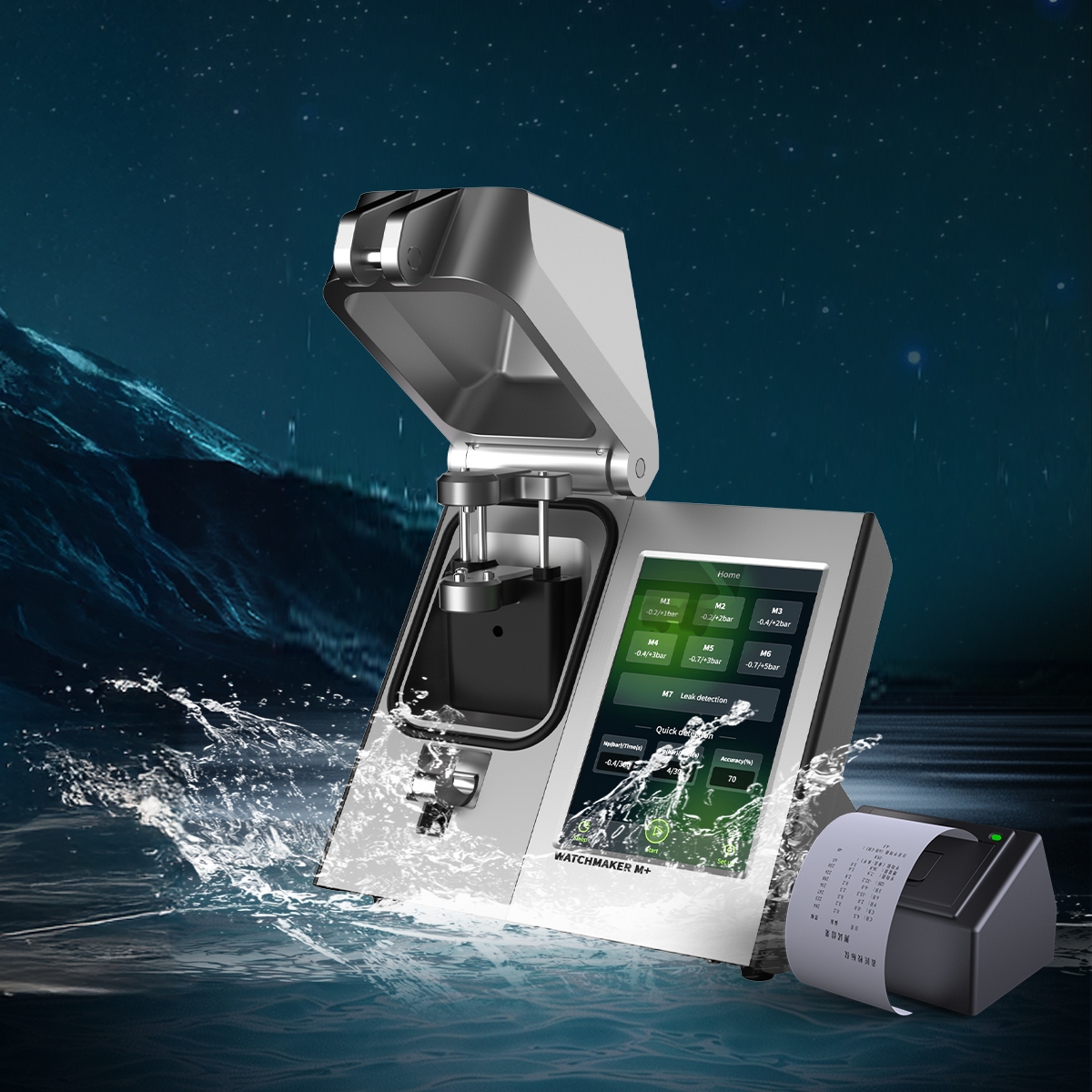 時計用 真空防水試験機 気密試験対応 空気圧式リークテスター 自動測定 データ可視化 サーマルプリンター エアコンプレッサー付属